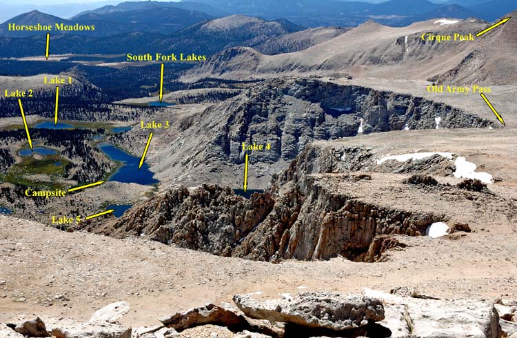 Cottonwood Lakes Basin from the Summit