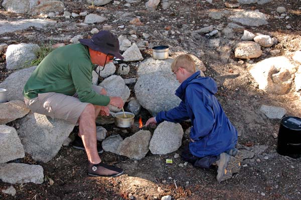 Cooking Dinner High Camp Mt Langley