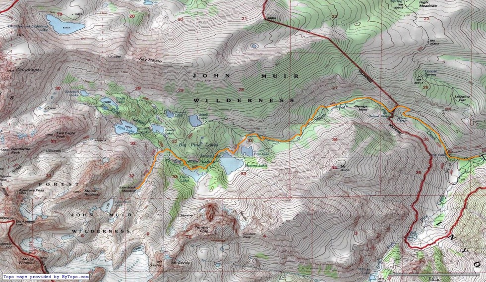 North Fork Big Pine Creek Map