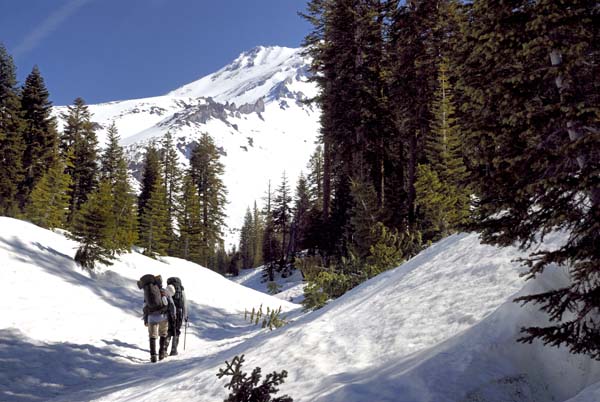 Climber on the Lower Slopes of Mt Shasta