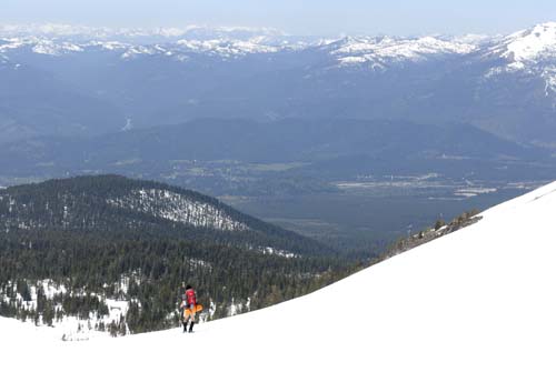Climber Heading Down after a successful Summit on Mt Shasta