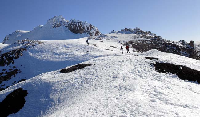 Climbers Nearing the Summit of Mt Shasta