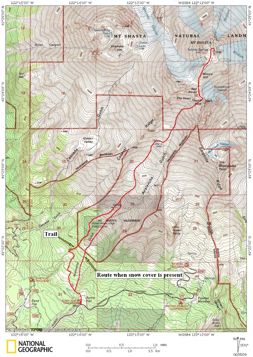 Topo Map Mt Shsasta