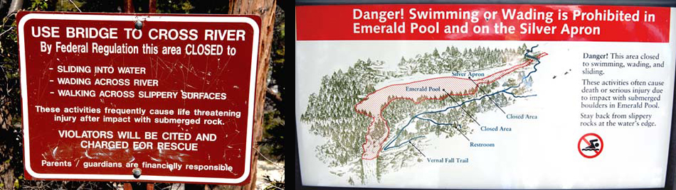 Mist Trail Warning Signs